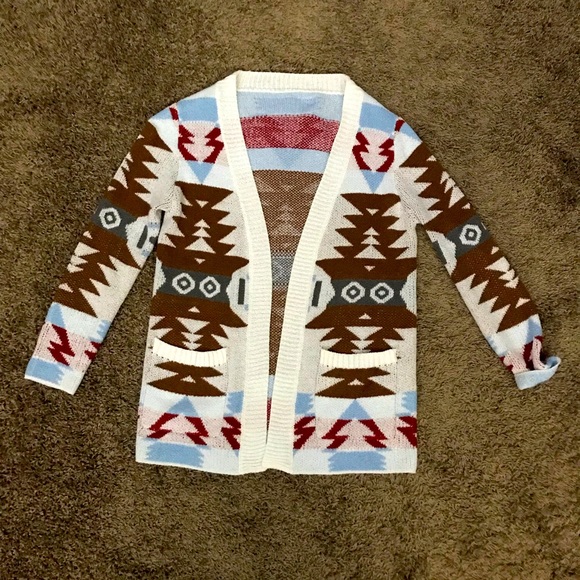 Sweaters - New aztec print long sleeve cotton cardigan size medium